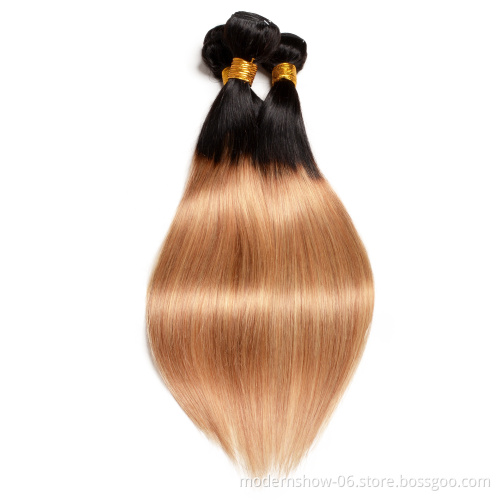 Ombre 1b 27 straight hair bundles ,  cuticle aglined virgin  ombre 1b 27 human hair extension